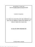 Các nhân tố ảnh hưởng đến việc trình bày lại báo tài chính sau kiểm toán trong các công ty niêm yết ở việt nam