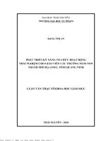 Phát triển kỹ năng tổ chức hoạt động trải nghiệm cho giáo viên các trường mầm non thành phố hạ long, tỉnh quảng ninh