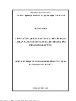 Tăng cường quản lý dự án đầu tư xây dựng cơ bản bằng nguồn ngân sách trên địa bàn thành phố bắc ninh