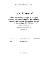 Nghiên cứu quy trình xác định đa dư lượng lượng vết một số hóa chất bảo vệ thực vật nhóm carbamat trong nông sản bằng phương pháp sắc ký lỏng khối phổ (lc msms)