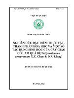 Nghiên cứu đặc điểm thực vật, thành phần hóa học và một số tác dụng sinh học của cây Giáo cổ lam quả dẹt (Gynostemma compressum X. X. Chen  D. R. Liang)