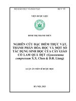 Nghiên cứu đặc điểm thực vật, thành phần hóa học và một số tác dụng sinh học của cây Giảo cổ lam quả dẹt (Gynostemma compressum X.X. Chen  D.R. Liang)