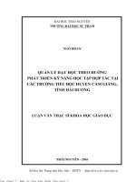 Quản lý dạy học theo hướng phát triển kỹ năng học tập hợp tác ở các trường tiểu học huyện cẩm giàng, tỉnh hải dương