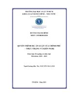 Quyền trình dự án luật của chính phủ – thực trạng và kiến nghị
