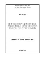 Nghiên cứu mối quan hệ về khoảng cách trong không gian giữa cơ thể người và trang phục phục vụ thiết kế ba chiều