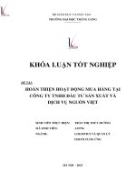 Hoàn thiện hoạt động mua hàng tại công ty tnhh đầu tư sản xuất và dịch vụ nguồn việt