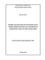 Nghiên cứu mối quan hệ về khoảng cách trong không gian giữa cơ thể người và trang phục phục vụ thiết kế ba chiều
