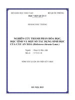 Tóm tắt: Nghiên cứu thành phần hóa học, độc tính và một số tác dụng sinh học của cây An xoa (Helicteres hirsuta Lour.)