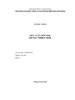 TIỂU LUẬN MÔN HỌC RỪNG NHIỆT ĐỚI