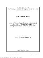 Ảnh hưởng của quá trình đô thị hóa đến phát triển nông nghiệp huyện phú bình tỉnh thái nguyên