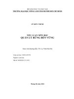 TIỂU LUẬN MÔN HỌC QUẢN LÝ RỪNG BỀN VỮNG