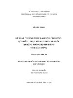 BÀI TIỂU LUẬN MÔN PHƯƠNG THỨC LÂM SINH RỪNG  CHUYÊN KHOA