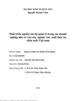Phát triển nguồn cán bộ quản lý trong các doanh nghiệp nhỏ và vừa của ngành sản xuất thức ăn chăn nuôi việt nam