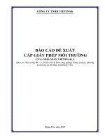 BÁO CÁO ĐỀ XUẤT CẤP GIẤY PHÉP MÔI TRƯỜNG CỦA: NHÀ MÁY VIETINAK 2