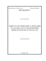 Nghiên cứu mức độ biểu hiện và tính đa hình của gen PKLR, UGT1A1 ở người phơi nhiễm dioxin có nguồn gốc từ chất da cam