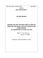 Tóm tắt: Nghiên cứu mức độ biểu hiện và tính đa hình của gen PKLR, UGT1A1 ở người phơi nhiễm dioxin có nguồn gốc từ chất da cam
