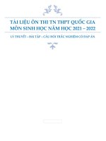 TÀI LIỆU ÔN THI TN THPT QUỐC GIA MÔN SINH HỌC  CHƯƠNG 2