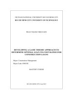 Developing a game theory approach to determine optimal loan to cost ratios for construction loans
