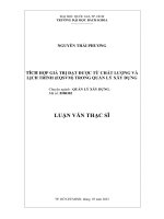 Tích hợp giá trị đạt được từ chất lượng và lịch trình (eqsvm) trong quản lý xây dựng