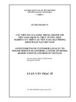 Các tiền tố của lòng trung thành với nền tảng dịch vụ trực tuyến một nghiên cứu trên các nền tảng đặt phòng khách sạn tại việt nam