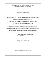 Ảnh hưởng của tính linh hoạt chuỗi cung ứng lên hiệu quả hoạt động của các doanh nghiệp sản xuất tại việt nam vai trò của chia sẻ thông tin