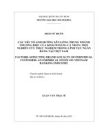 Các yếu tố ảnh hưởng lên lòng trung thành thương hiệu của khách hàng cá nhân một nghiên cứu thực nghiệm trong lĩnh vực ngân hàng tại việt nam