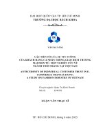 Các tiền tố của sự tin tưởng của khách hàng cá nhân trong giao dịch thương mại điện tử một nghiên cứu về ngành thời trang tại việt nam
