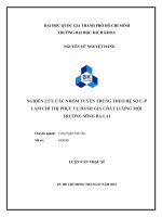 Nghiên cứu các nhóm tuyến trùng theo hệ số c p làm chỉ thị phục vụ đánh giá chất lượng môi trường sông ba lai