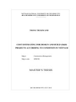 Cost estimating for design and build (db) projects according to condition in vietnam