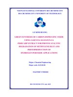 Green synthesis of carbon doped zinc oxide using garcinia mangostana pericarp extract for photocatalytic degradation of methylene blue and photoproduction of hydrogen peroxide applications