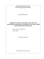 Nghiên cứu khả năng kháng oxy hóa của nano béo rắn bao bọc vitamin e  c ứng dụng trên vải bằng phương pháp abts