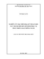Nghiên cứu đặc điểm địa kỹ thuật khu vực thành phố Hồ Chí Minh phục vụ phát triển giao thông ngầm