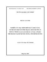 NGHIÊN CỨU ĐẶC ĐIỂM BIẾN DỊ VÀ KHẢ NĂNG DI TRUYỀN MỘT SỐ TÍNH TRẠNG SINH TRƯỞNG Ở KEO LÁ TRÀM (Acacia auriculiformis A.Cunn. ex Benth)  THẾ HỆ HAI TẠI HUYỆN BÀU BÀNG, TỈNH BÌNH DƯƠNG