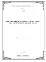 GIẢI PHÁP NÂNG CAO VĂN HÓA ỨNG XỬ TRONG NHÀ TRƯỜNG TRUNG HỌC PHỔ THÔNG