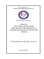 Khảo sát thực trạng kê đơn thuốc điều trị ngoại trú bảo hiểm y tế tại bệnh viện mai sơn năm 2022