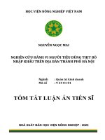 Tóm tắt: Nghiên cứu hành vi người tiêu dùng thịt bò nhập khẩu trên địa bàn thành phố Hà Nội