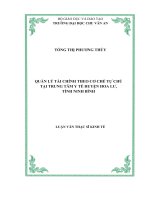 Luận văn thạc sỹ kinh tế: Quản lý tài chính theo hướng tự chủ tại Trung tâm Y tế huyện Hoa Lư, tỉnh Ninh Bình