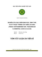 Tóm tắt: Nghiên cứu đặc điểm sinh học, sinh thái và kỹ thuật trồng cây sâm Lai Châu (Panax vietnamensis var. fuscidiscus K.Komatsu, S.Zhu  S.Q.Cai)