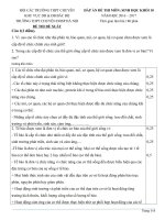 Đáp án đề thi duyên hải môn sinh học k10 2017