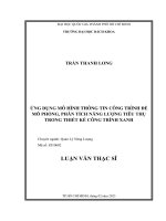 Ứng dụng mô hình thông tin công trình để mô phỏng, phân tích năng lượng tiêu thụ trong thiết kế công trình xanh