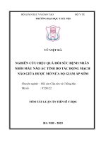 Tóm tắt: Nghiên cứu hiệu quả hồi sức bệnh nhân nhồi máu não ác tính do tắc động mạch não giữa được mở nửa sọ giảm áp sớm