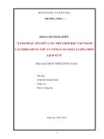 Linh động tổ chức các trò chơi học tập nhằm cải thiện hứng thú và nâng cao chất lượng môn lịch sử 8 (bộ sách chân trời sáng tạo)