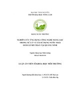 Nghiên cứu ứng dụng công nghệ màng lọc trong xử lý và tái sử dụng nước thải hầm lò mỏ than tại Quảng Ninh