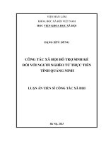 Luận án tiến sĩ công tác xã hội hỗ trợ sinh kế đối với người nghèo từ thực tiễn tỉnh quảng ninh