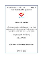 tóm tắt tiếng việt: Xây dựng và đánh giá công thức ước tính chiều cao, cân nặng cho người bệnh cao tuổi tại một số bệnh viện giai đoạn 2018 - 2022