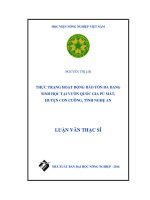 Thực trạng hoạt động bảo tồn đa dạng sinh học tại vườn quốc gia pù mát, huyện con cuông, tỉnh nghệ an
