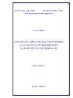 Đánh giá chất lượng nước ngầm phục vụ cho sinh hoạt và cảnh báo mức độ ô nhiễm trên địa bàn huyện văn lâm tỉnh hưng yên