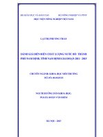 Đánh giá diễn biến chất lượng nước hồ thành phố nam định, tỉnh nam định giai đoạn 2011   2015