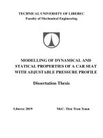 Modelling of dynamical and statical properties of a car seat with adjustable pressure profile