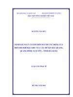 Đánh giá nguy cơ xói mòn đất do tác động của biến đổi khí hậu khu vực các huyện bắc quang, quang bình, vị xuyên   tỉnh hà giang